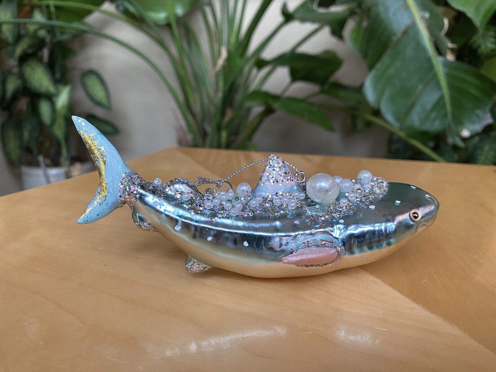 Robert Stanley Glass Jeweled Whale Christmas Ornament NWT 6”