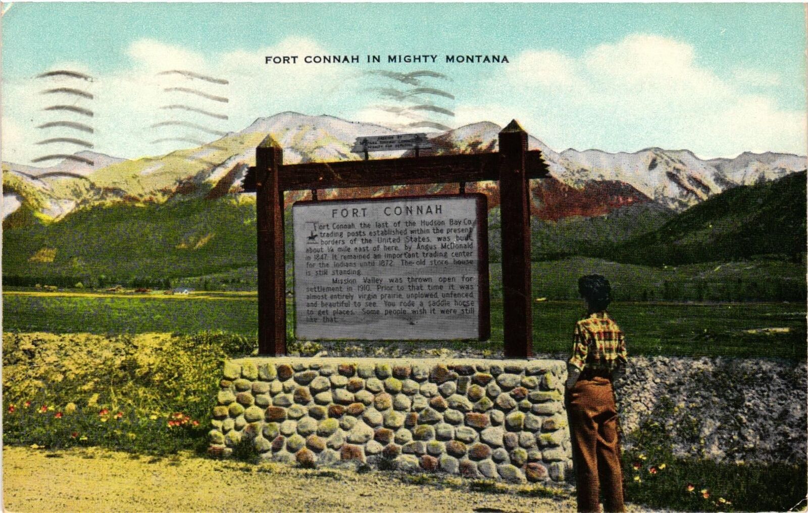 Vintage Postcard- FORT CONNAH, MISSION VALLEY, MT.