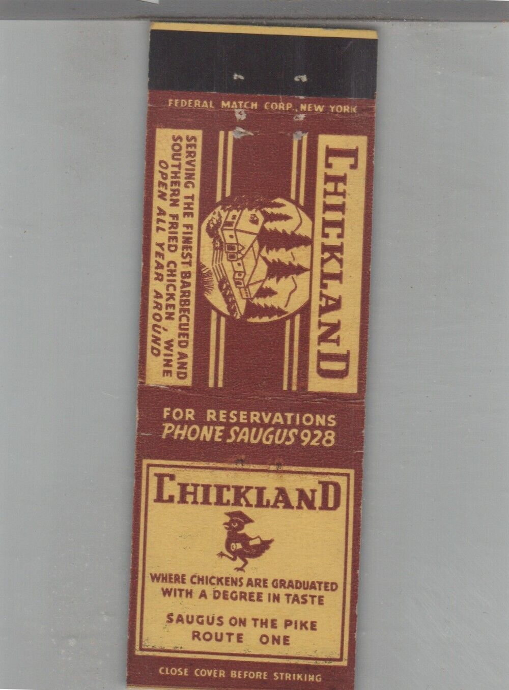 Matchbook Cover 1920s-30's Federal Match Chickland Saugus On The Pike, MA