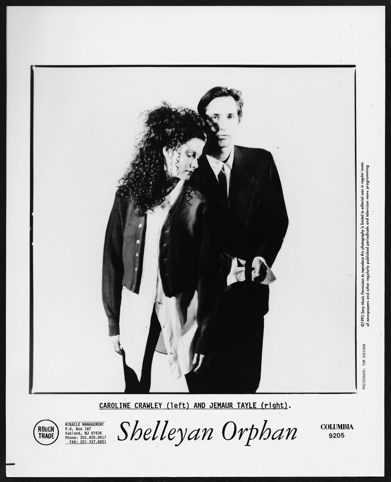 Shelleyan Orphan Original 1992 Columbia Records Promo Photo Caroline Crawley