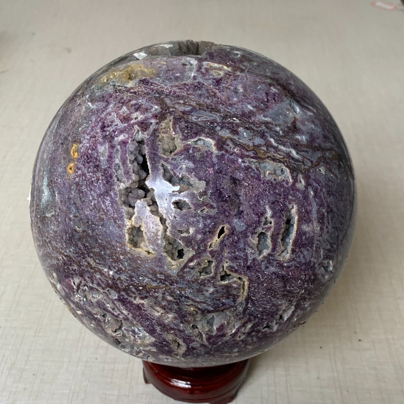 13.8LB Natural Purple Sphalerite Sphere Crystal Quratz Ball Healing+stand