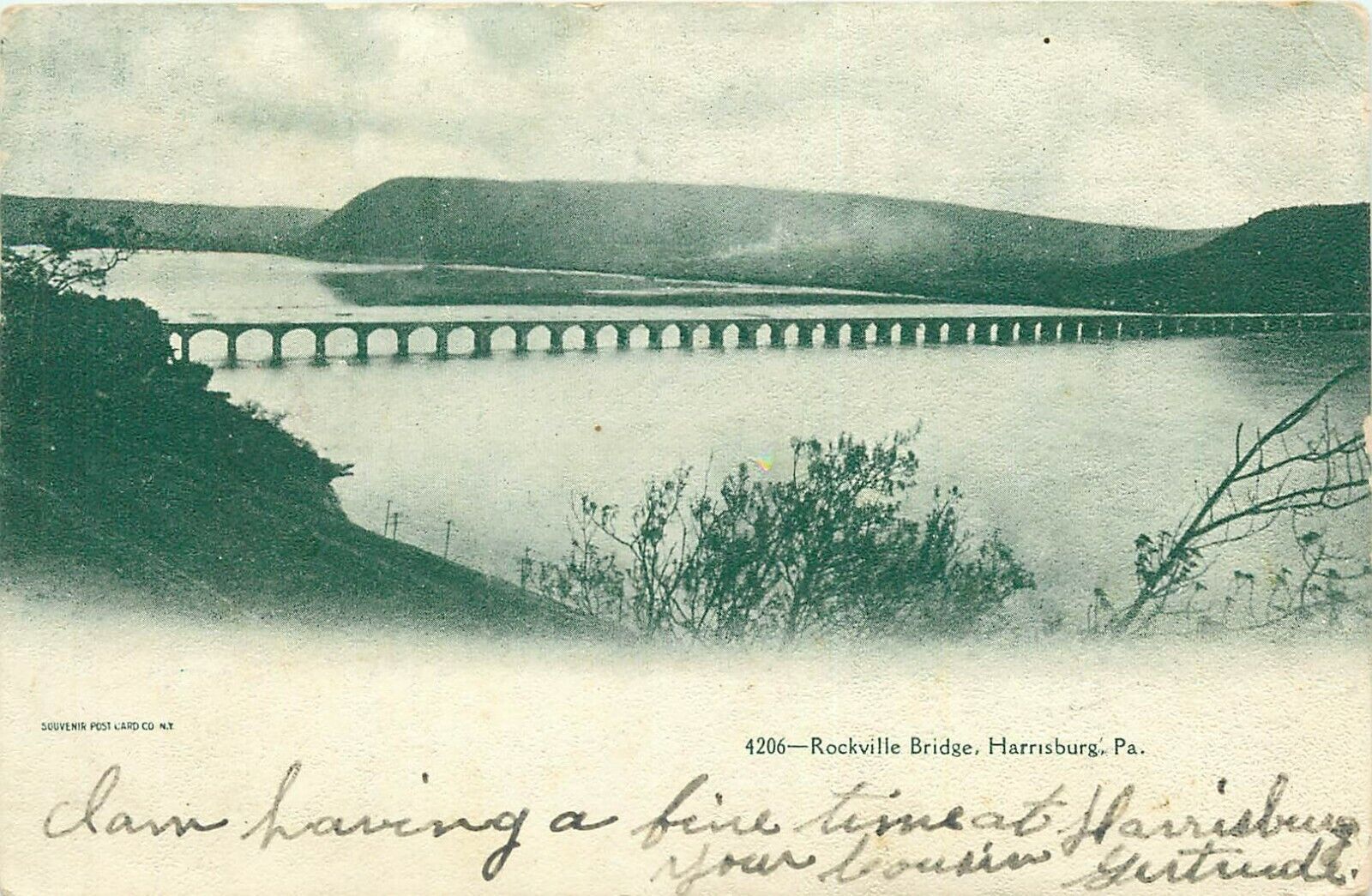 Rocksville Bridge Harrisburg Pennsylvania PA pm 1906 Postcard
