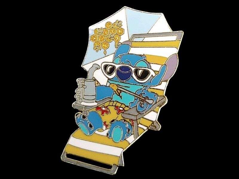 Fantasy Pin - Disney Stitch in Beach Chair & Sunglasses Relaxing w/ Drink LE 100
