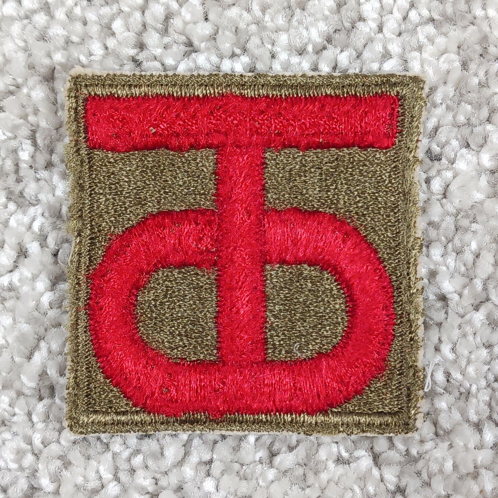 Vintage 90th Infantry Division Patch WWII Original OD Green Tough Ombre\'s Texas