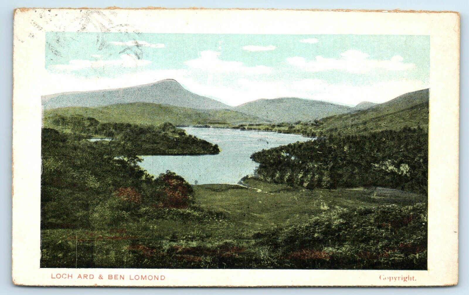 Postcard Loch Ard & Ben Lomond, posted A184