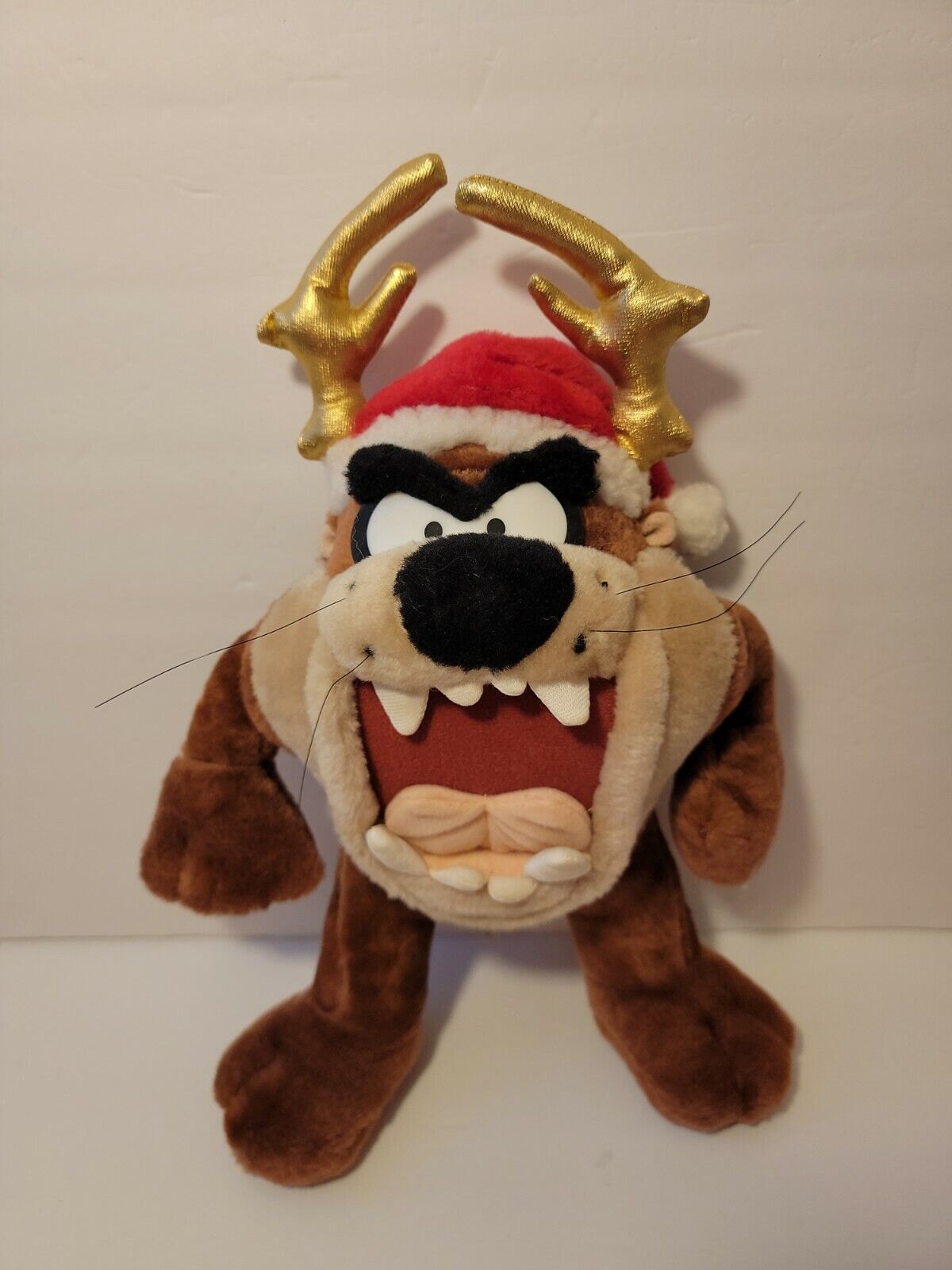 Looney Tunes Taz Tasmanian Devil Santa Reindeer Plush Christmas Play By Play 14\