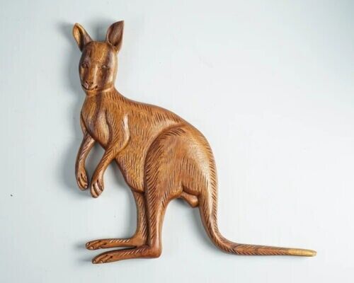 Wooden Kangaroo Wall Art, Australian animal, Wallaroo Statue, Wood Carving gift