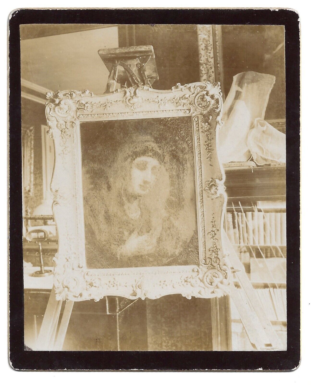 Early Kodak Photo of a Painting, With Stereoviewer In Background, Antique 1890s
