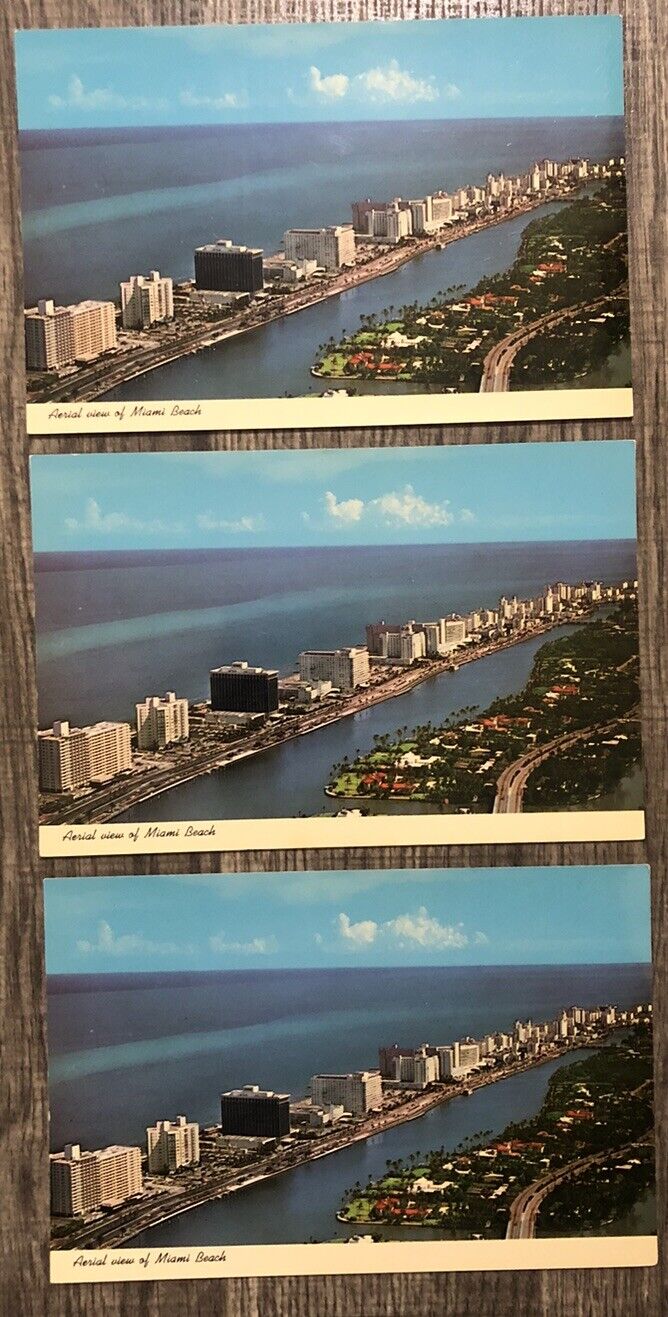 LOT Of 3 VIEW MIAMI BEACH FL Florida Vintage Unused Duplicate POSTCARDS