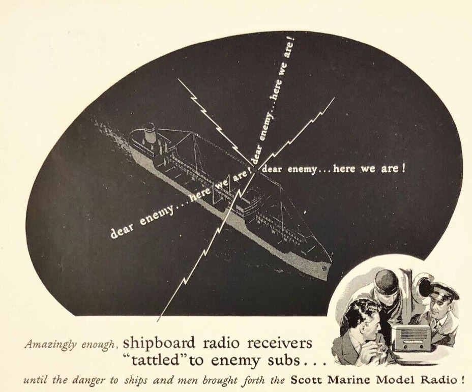 1943 Scott Marine Model Low Radiation Receiver WWII Navy Vintage Print Ad