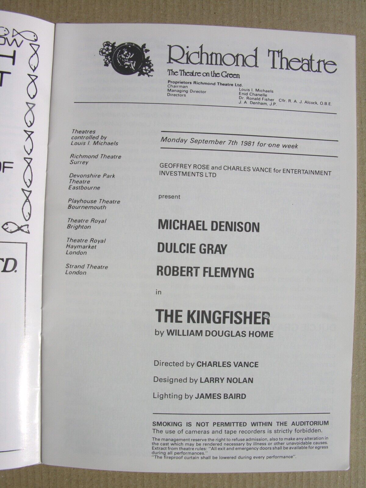 1981 THE KINGFISHER Michael Denison, Dulcie Gray, Robert Flemyng RICHMOND