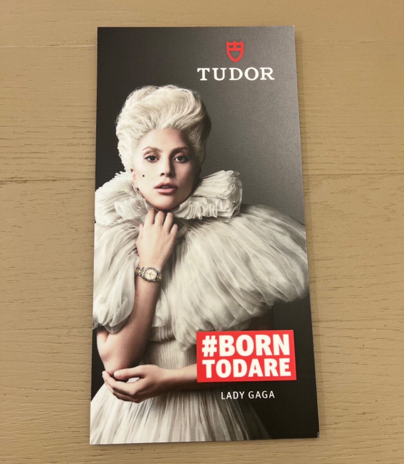 RARE TUDOR Watch Lady Gaga Store Counter Display Sign Ad Born to Dare