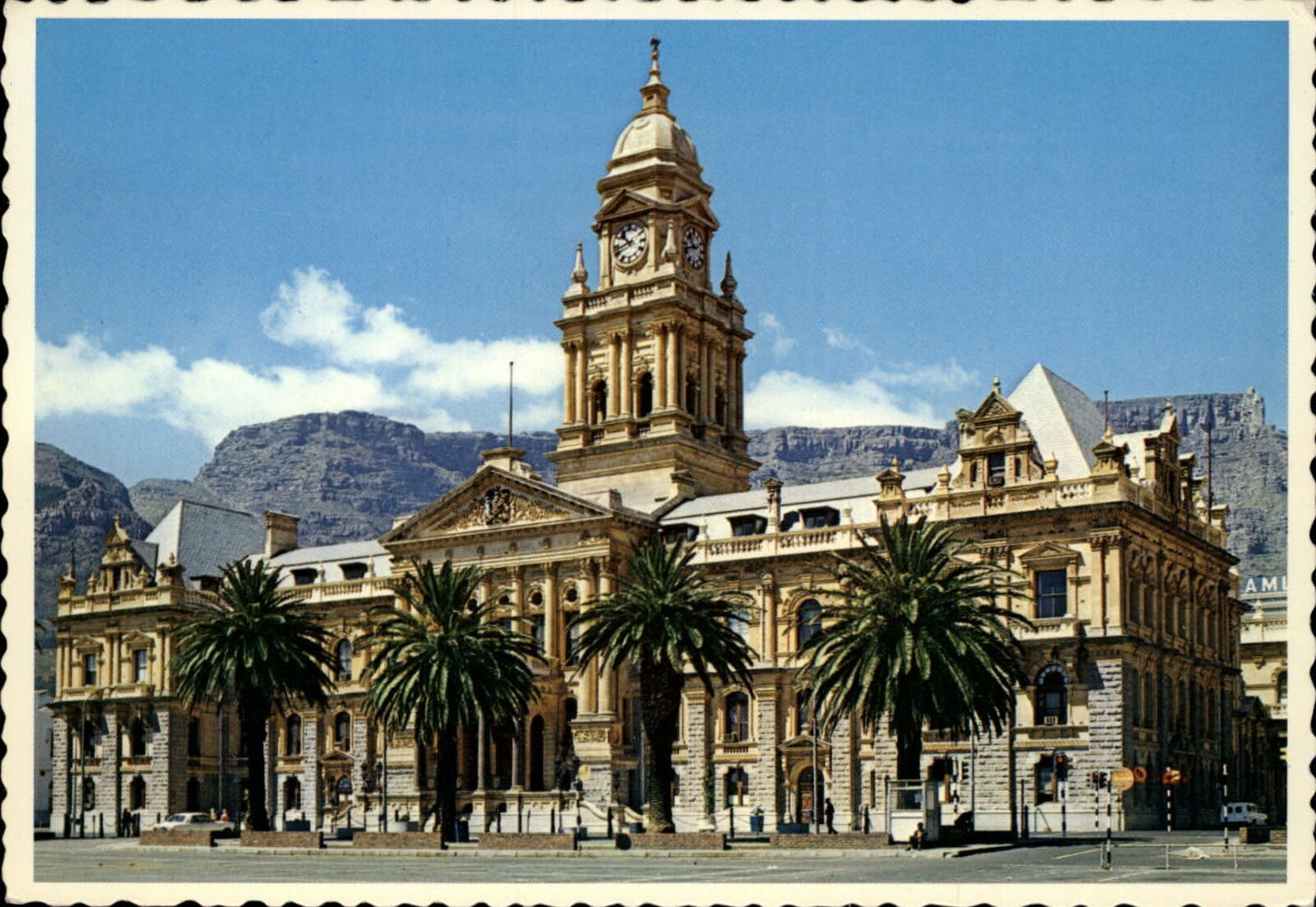South Africa Cape Town Ornate City Hall Table Mountain ~ unused postcard sku135