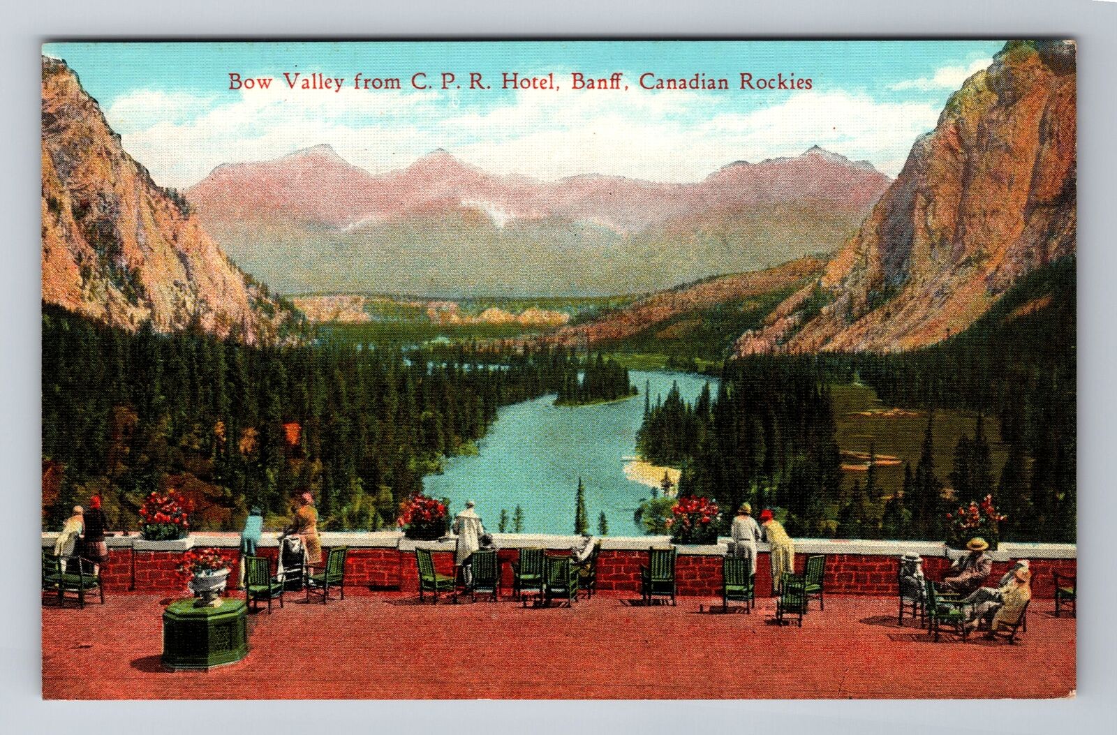 Banff-Alberta, Bow Valley From CPR Hotel, Advertisement, Vintage Postcard