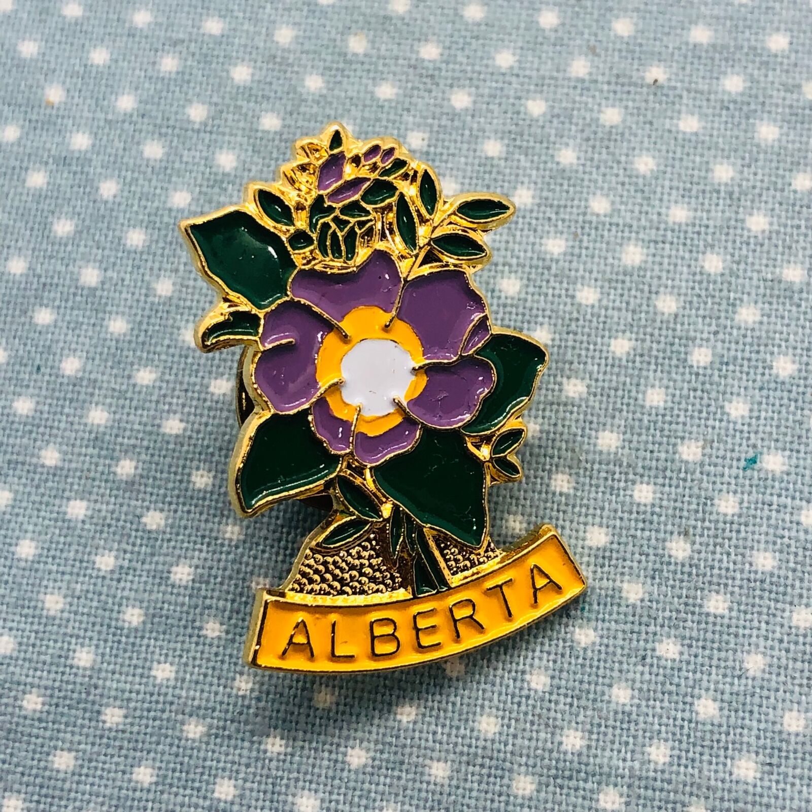 Vtg Alberta Canada Souvenir Floral Lapel Pin