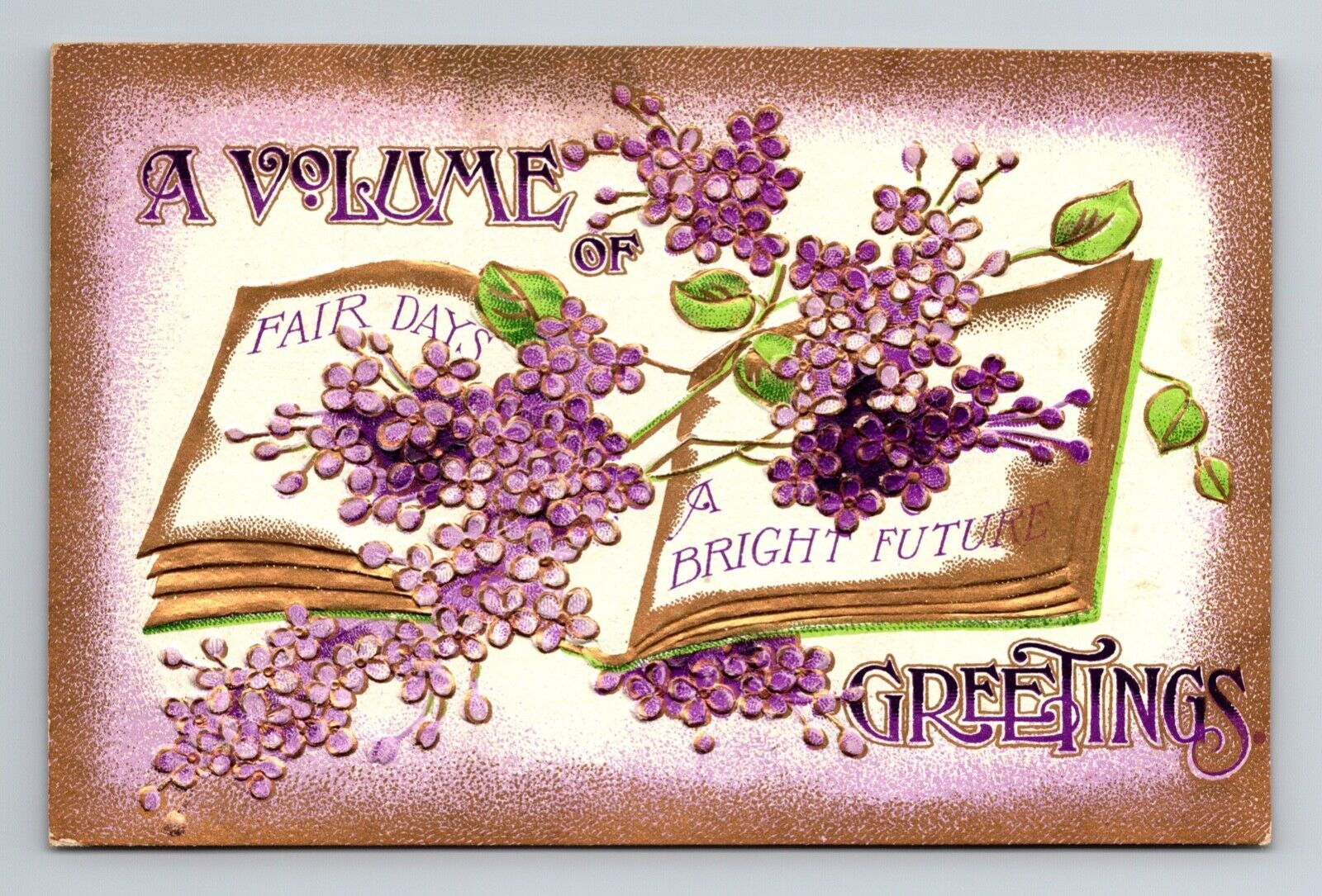 Greetings Lilacs Embossed Gold P.UN. (Z207)