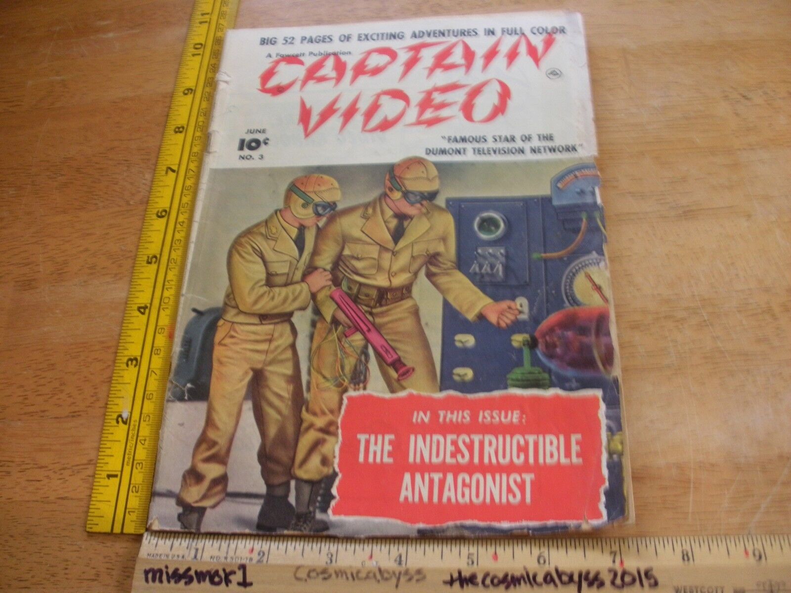 Captain Video 3 ray gun VG 1950s comic book Fawcett Evans art 