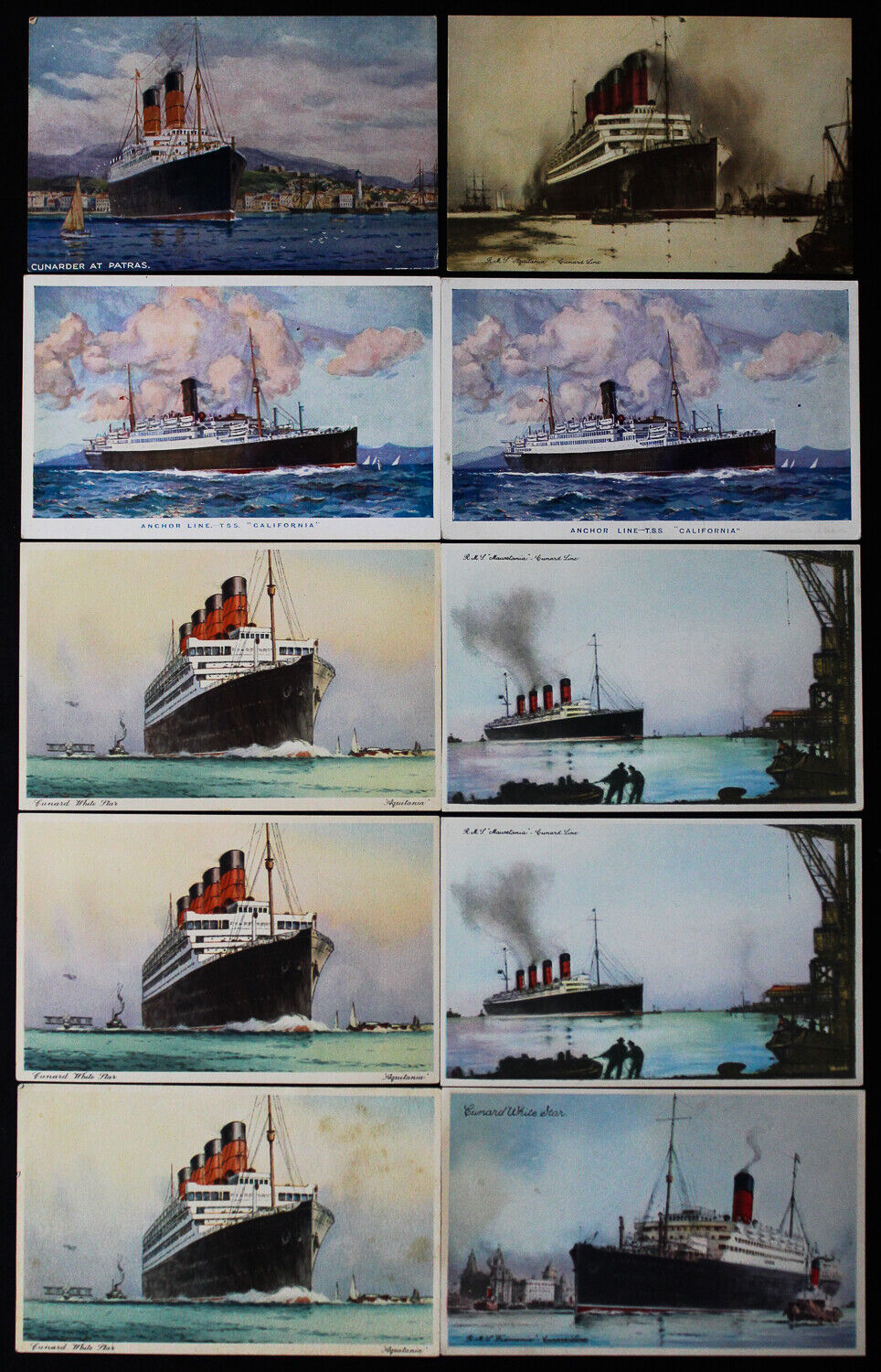 Ocean Liner Postcards VF Lot Of 10 Early British Ship Cards