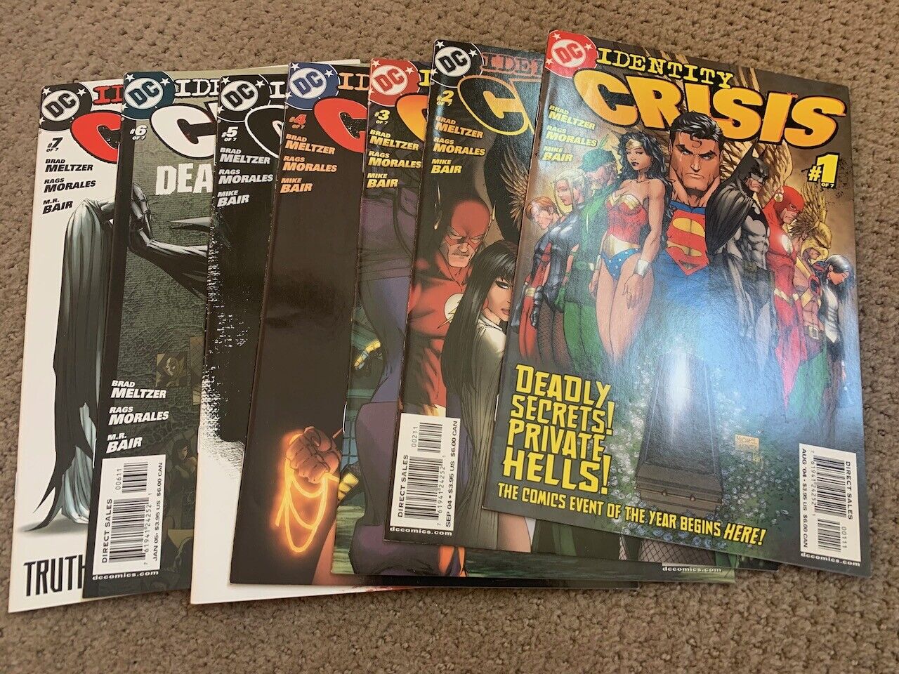 Identity Crisis #1-7 complete mini series Justice League Batman Flash Superman 