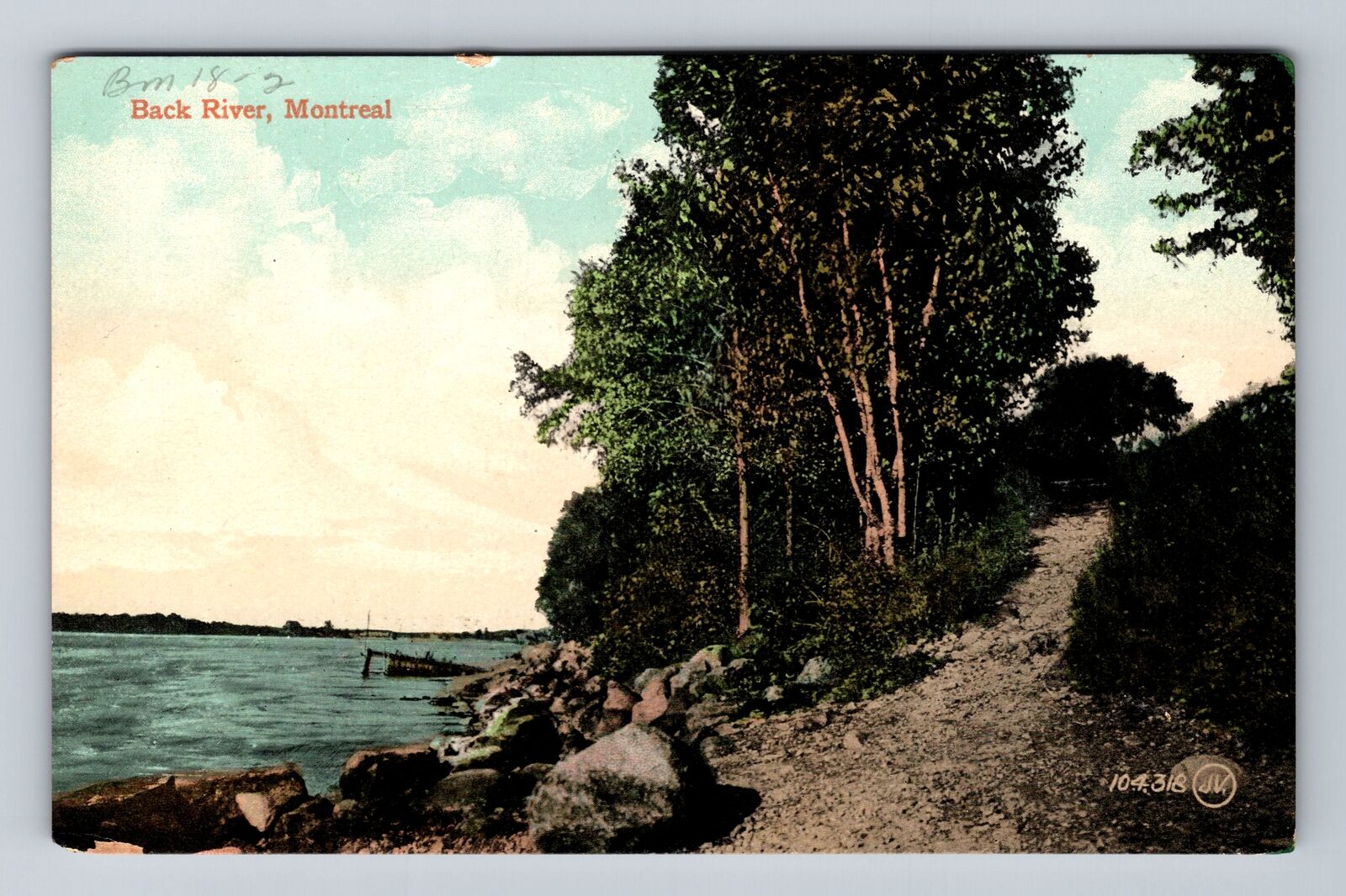 Montreal-Quebec, Along the Back River, Antique Souvenir Vintage Postcard