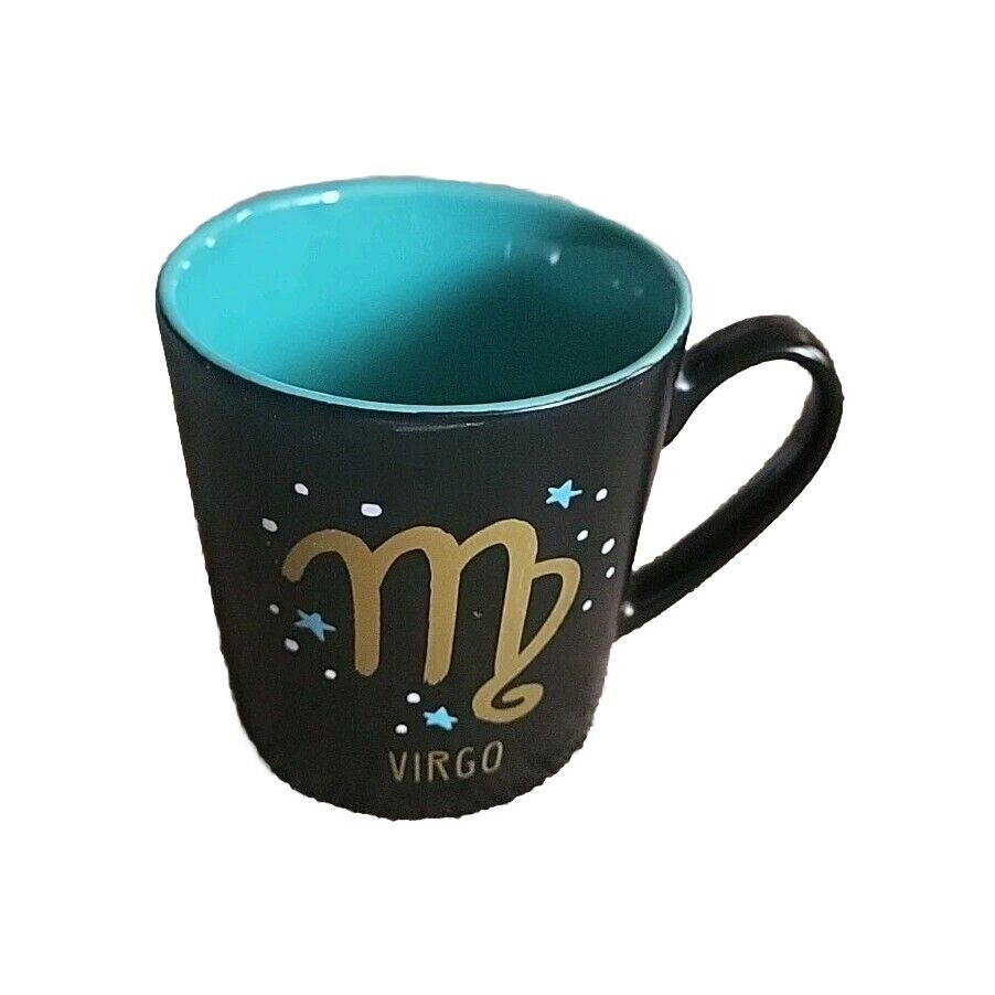 Virgo Zodiac Constellation Astrology Mug Ceramic Coffee  Stars Turquoise Black 