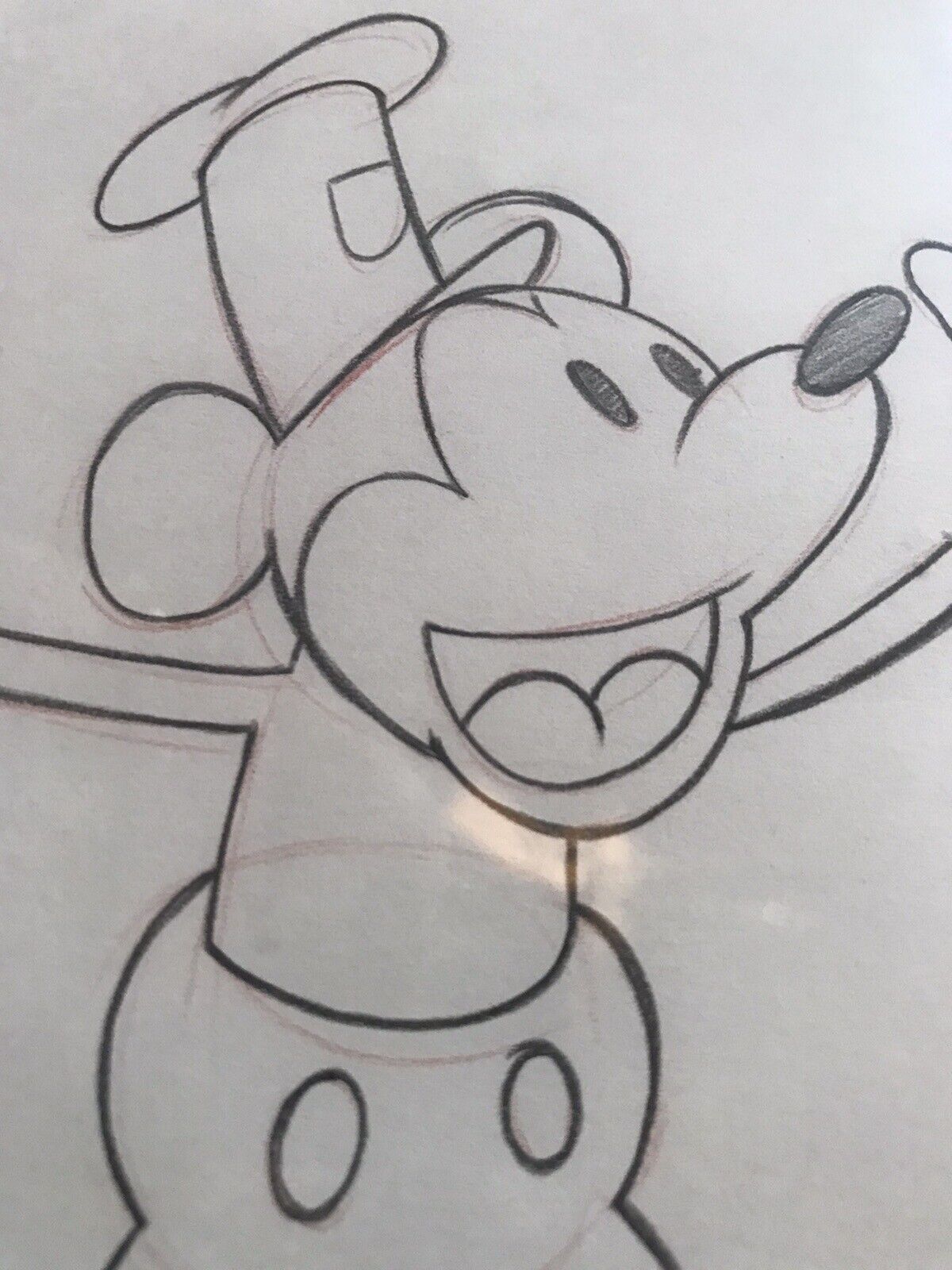 13x16🔥RARE DISNEY ORIGINAL PENCIL  SKETCH OF STEAMBOAT WILLY🔥SIGNED By MOSER