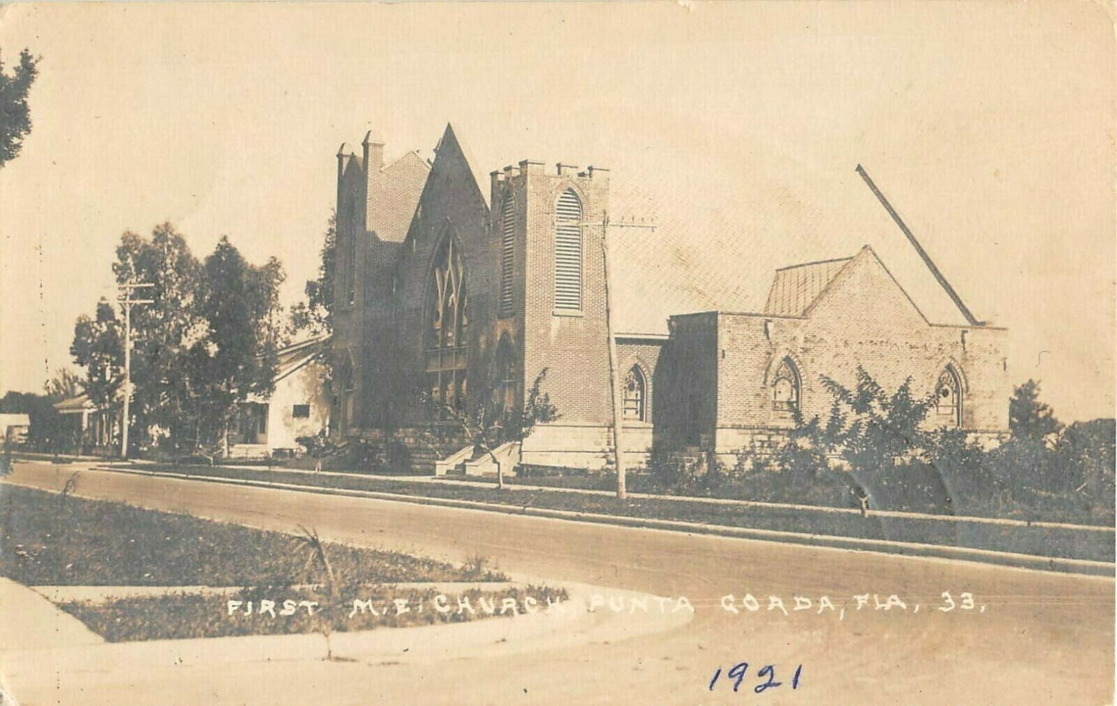 1921 RPPC First Methodist Church Punta Gorda FL