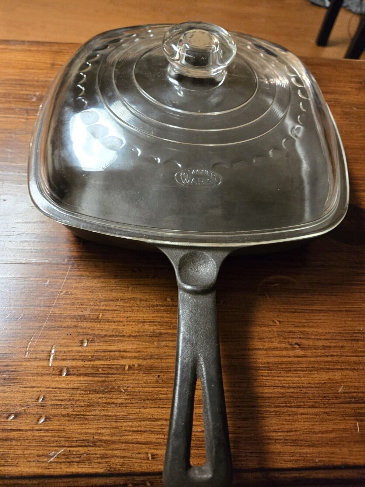 Wagner Ware Square Skillet With Glass Lid.