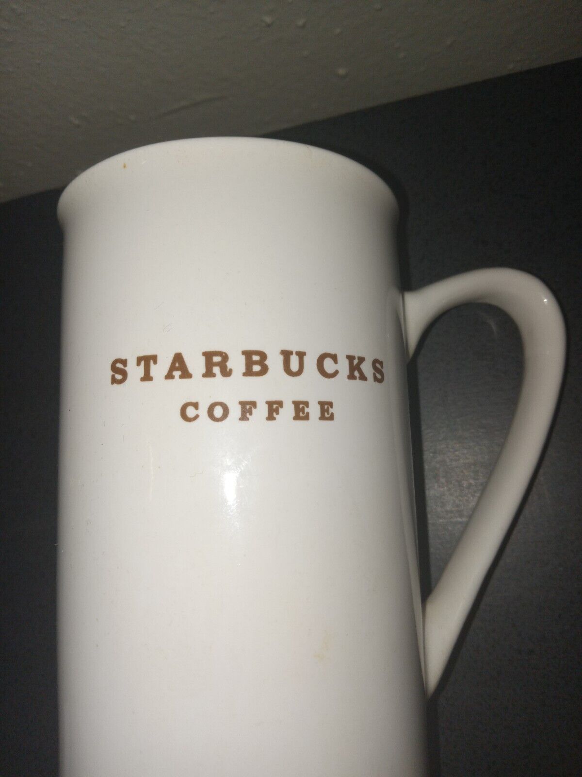2003 STARBUCKS Tall Thin White Coffee Cup STARBUCKS Logo Retired