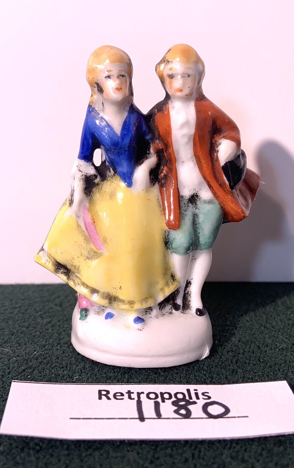 Vintage Porcelain Colonial Couple Figurine Dandy Man Red Jacket Germany