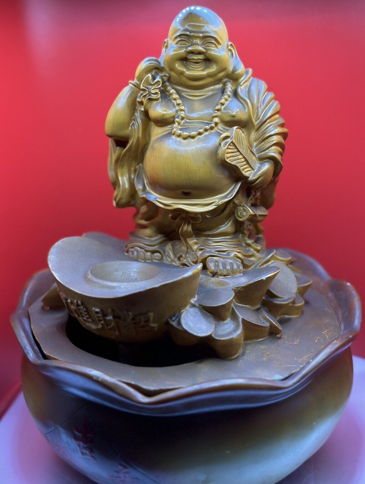 Vintage Laughing Buddha Fountain Approx 11X8. No Pump Parts Noted. READ NOTE 💥