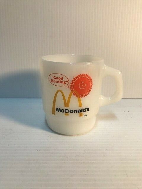 McDonald\'s Fire King Mug - GOOD MORNING w/SUNSHINE & ARCHES (FC104-1 T0252)