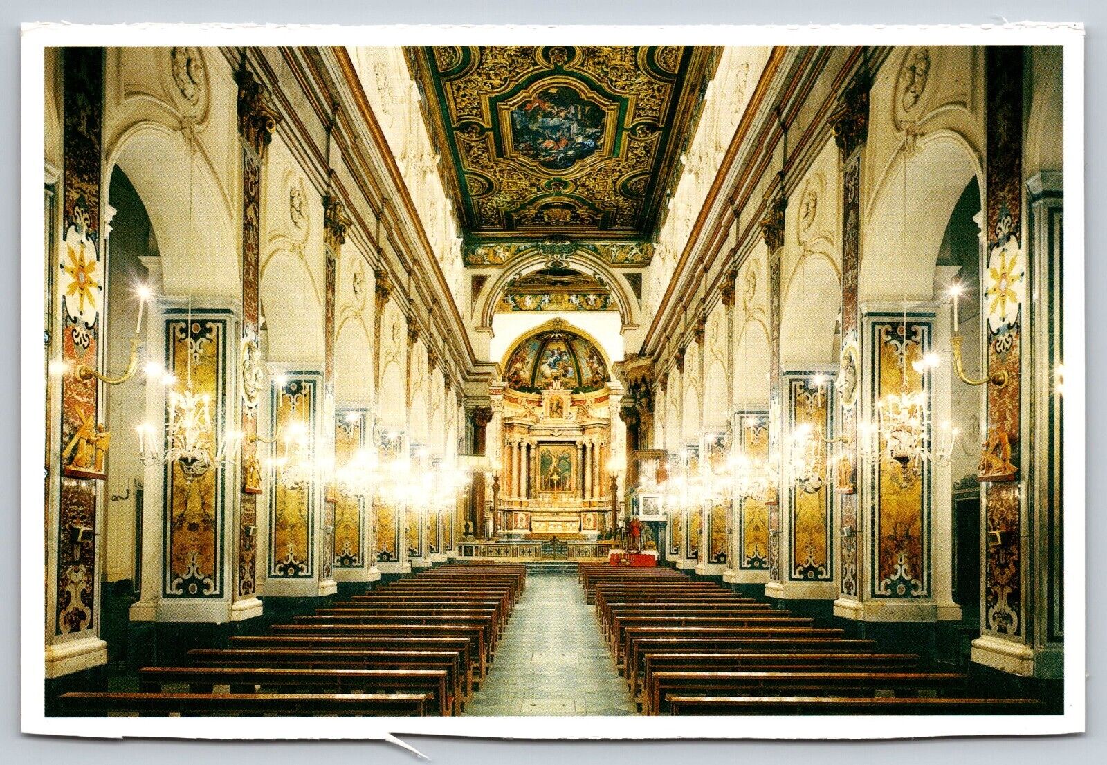 Postcard Italy Church Salerno Amalfi interior cathedral 3X