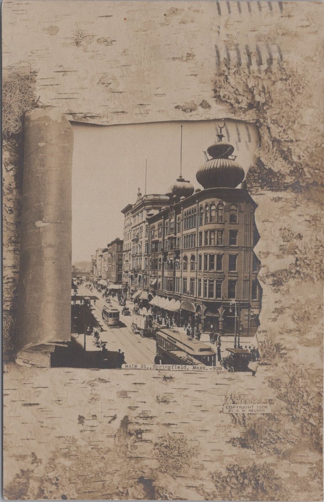Main Street Springfield Massachusetts Springfield 1907 Nelson RPPC Postcard