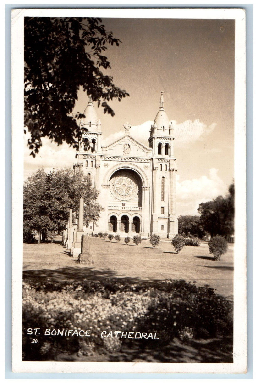 Winnipeg Manitoba Canada Postcard St. Boniface Cathedral 1949 RPPC Photo