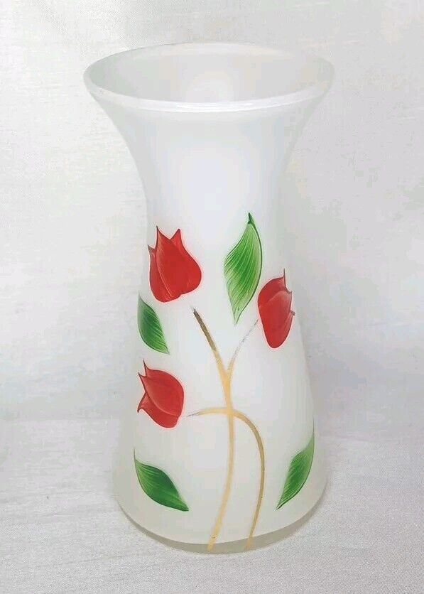 Vintage Bartlett Collins Style Hand Painted  Blown Glass Vase  1950’s