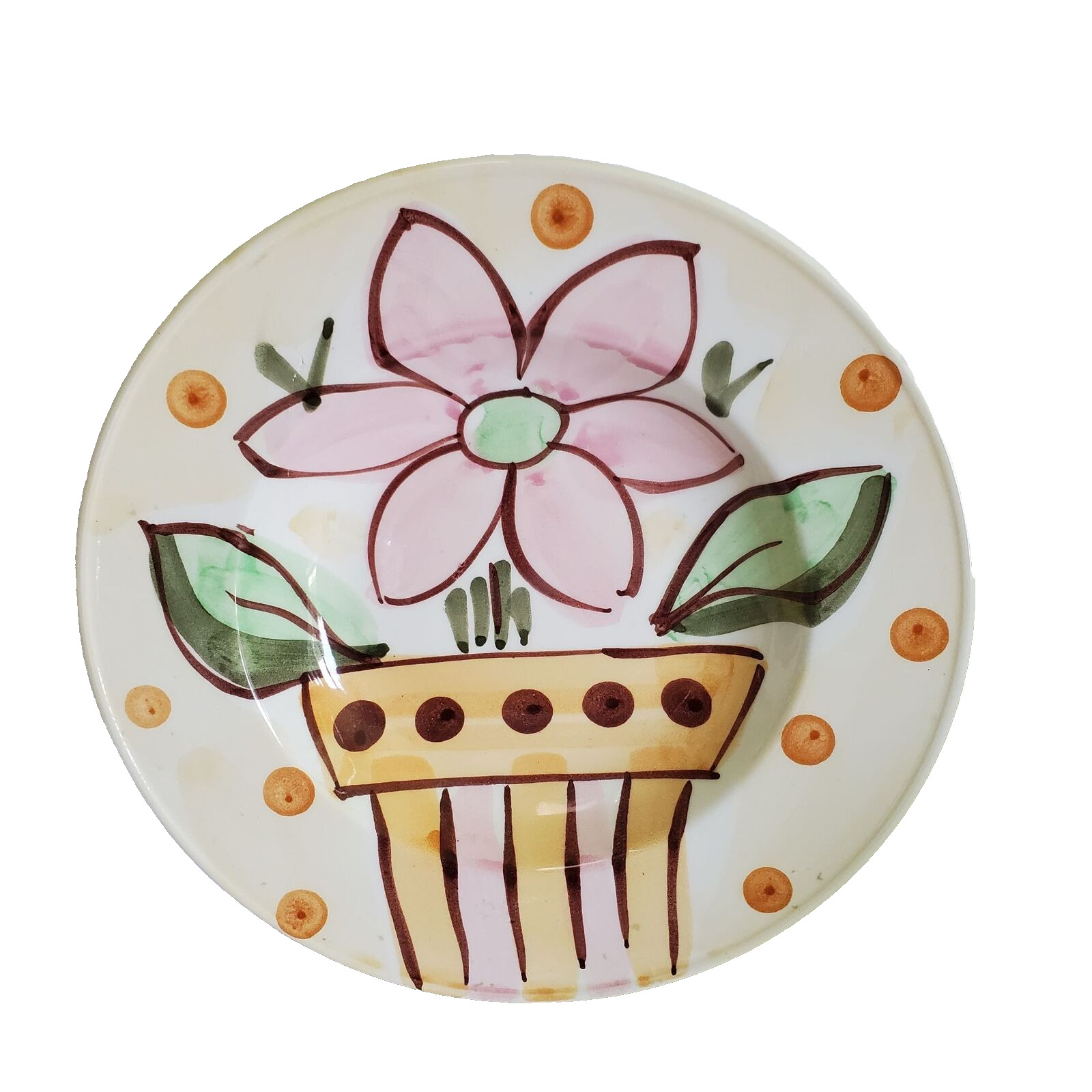 Vintage Italian Pottery Flower Pot Plate