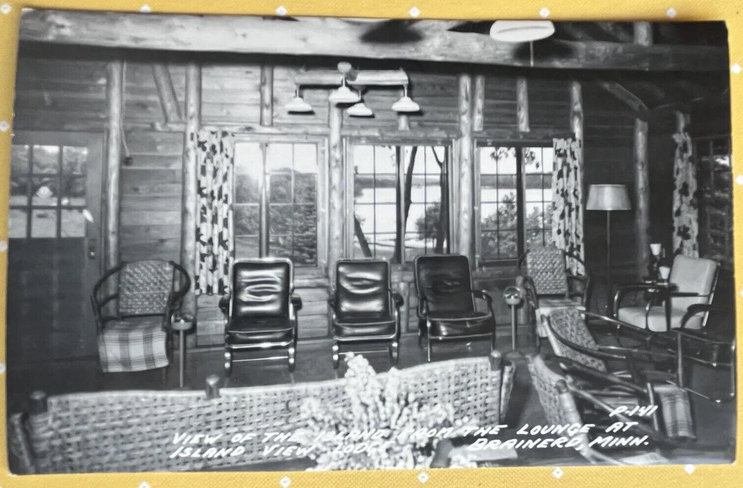 RPPC Brainerd Minnesota Island View Lodge Interior Real Photo Postcard c1950