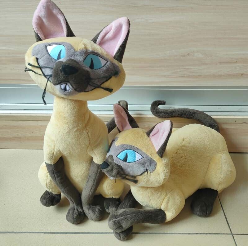 Disney Store Si & Am Plush Siamese Cats Set Lady & The Tramp Stuffed Animal 2PCS