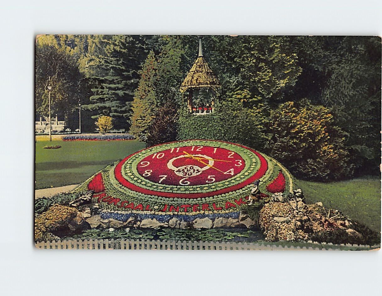 Postcard Blumenuhr im Kurgarten, Interlaken, Switzerland