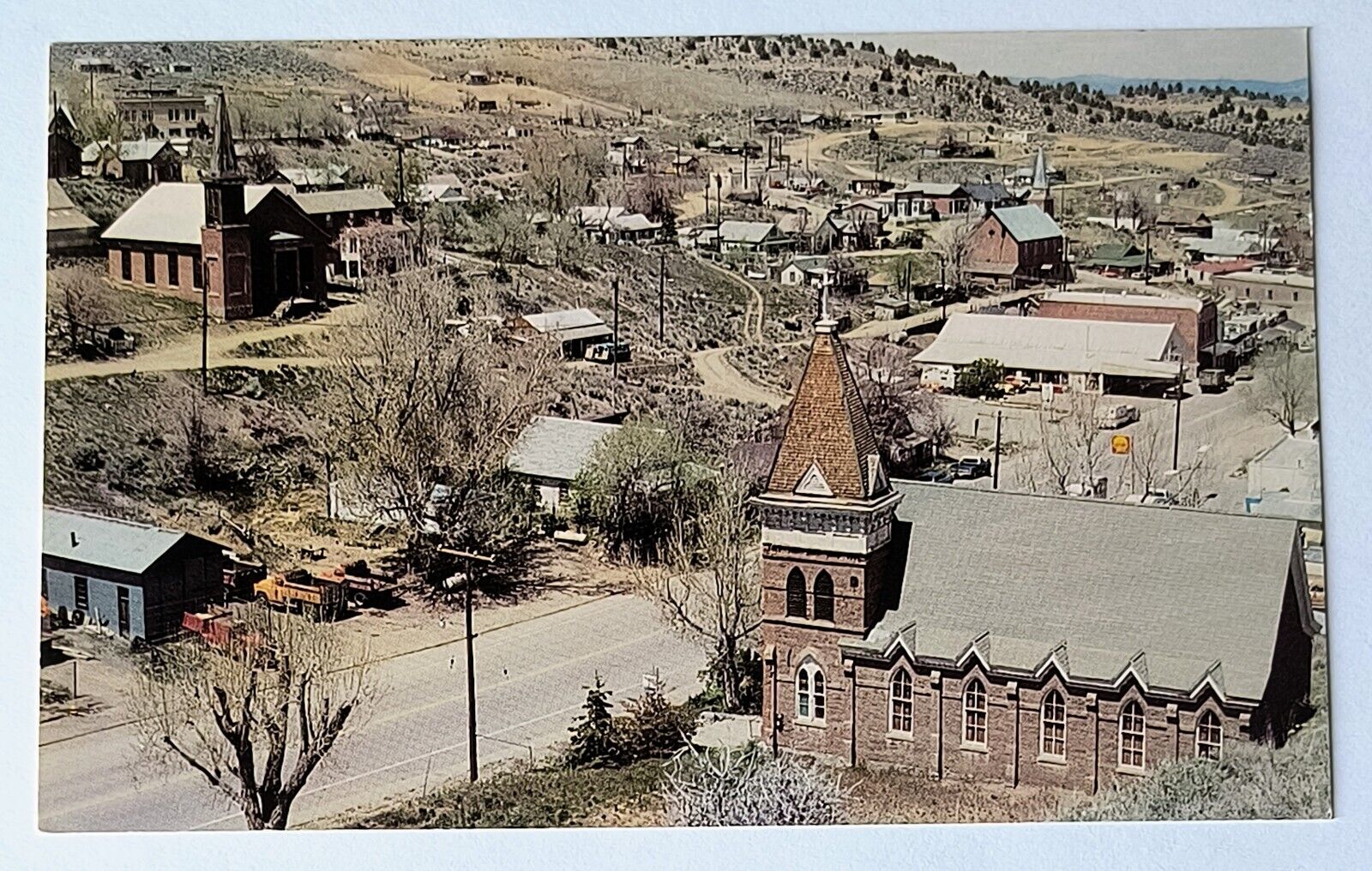 Austin NV Nevada Silver Camp Churches Oldest Town in Nevada Vintage Postcard A2