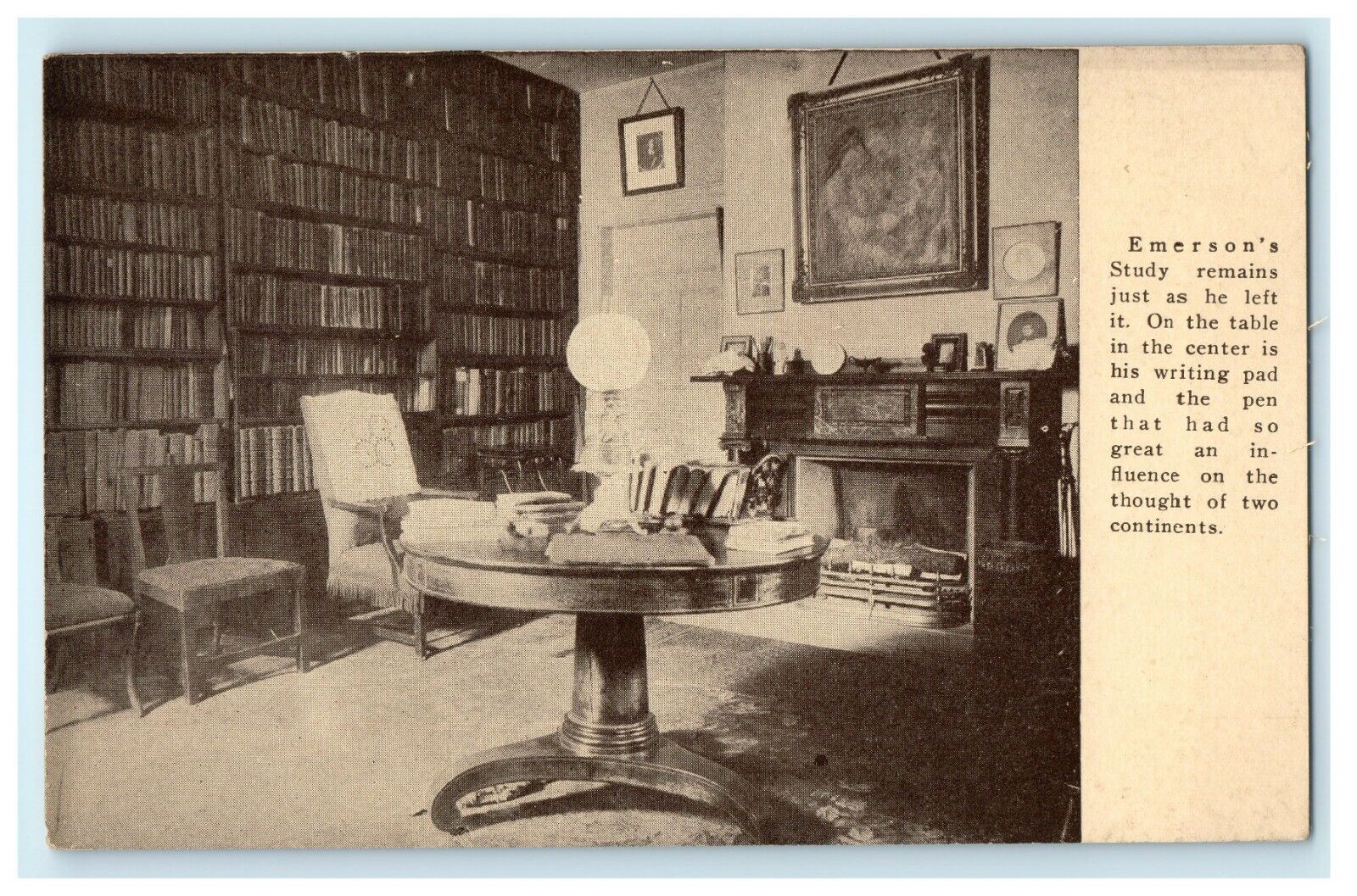 c1910 Ralph Waldo Emerson’s Home Study Concord Massachusetts MA Antique Postcard