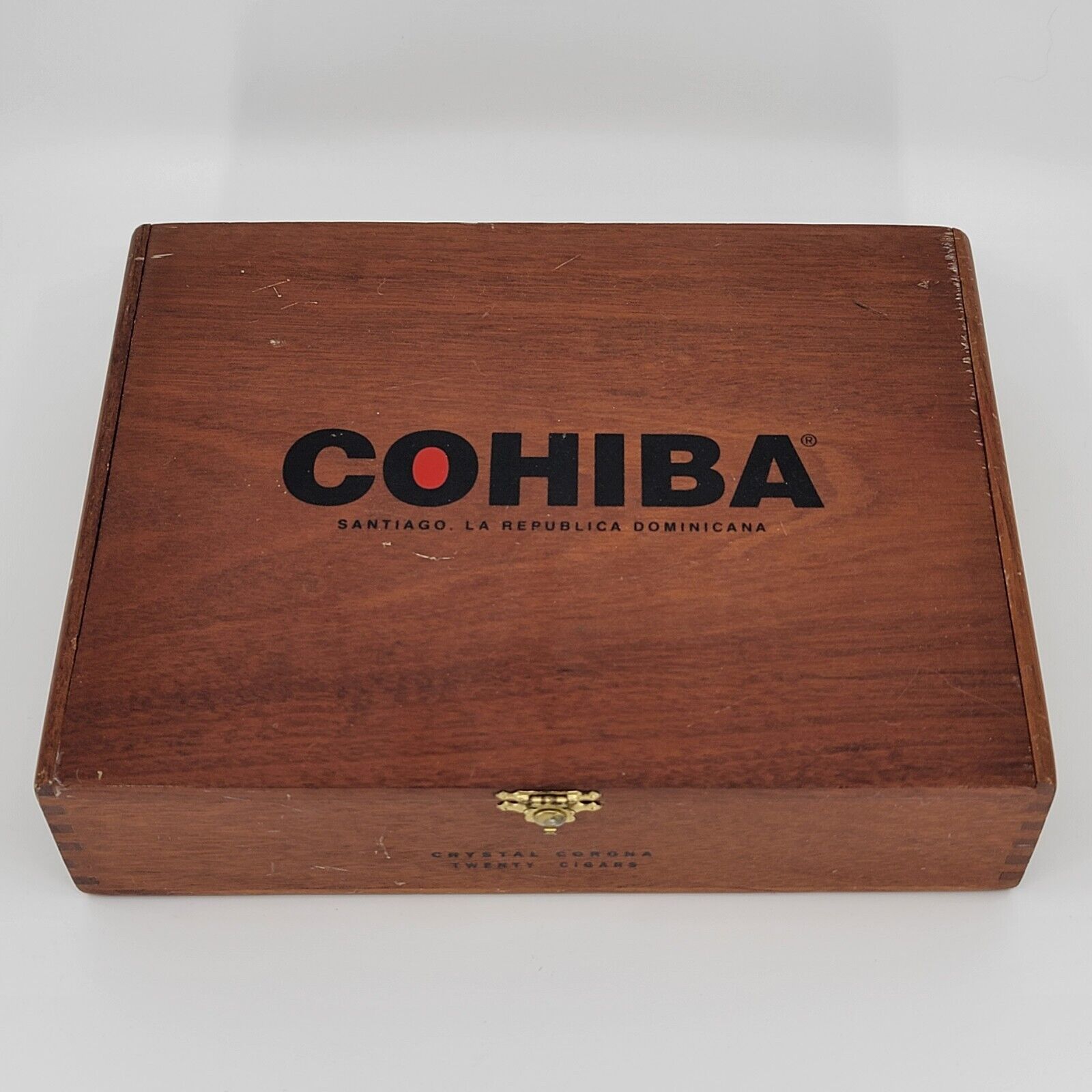 Cohiba Red Dot Wooden Cigar Storage Box Crystal Corona Dominican Republic, Empty