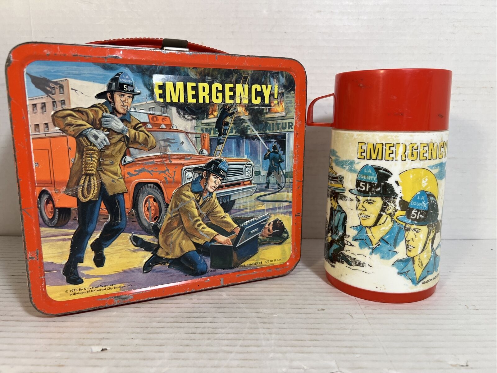 1973 Emergency Lunchbox by Aladdin Industries Squad Paramedic 51 TV show Vintage