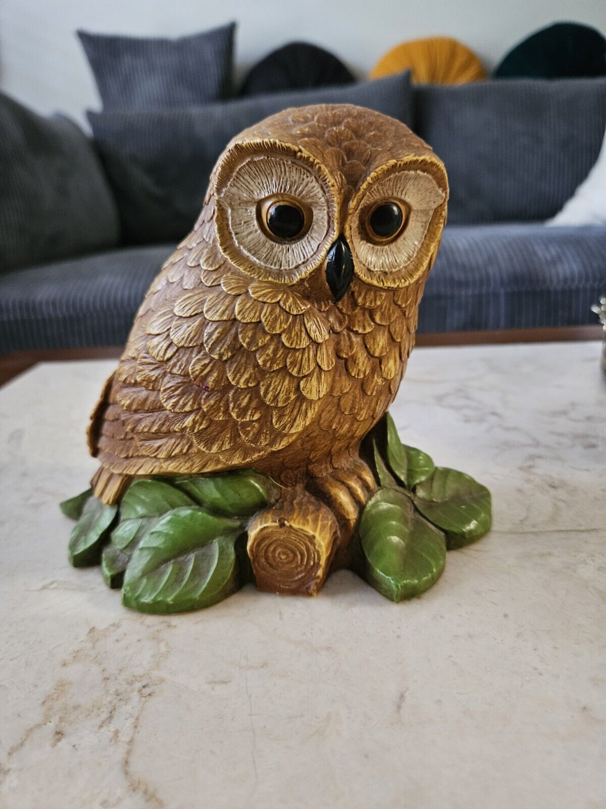 Vintage Hard Plastic Resin Perched Owl Statue Figure, Maybe Homeco? So Cute