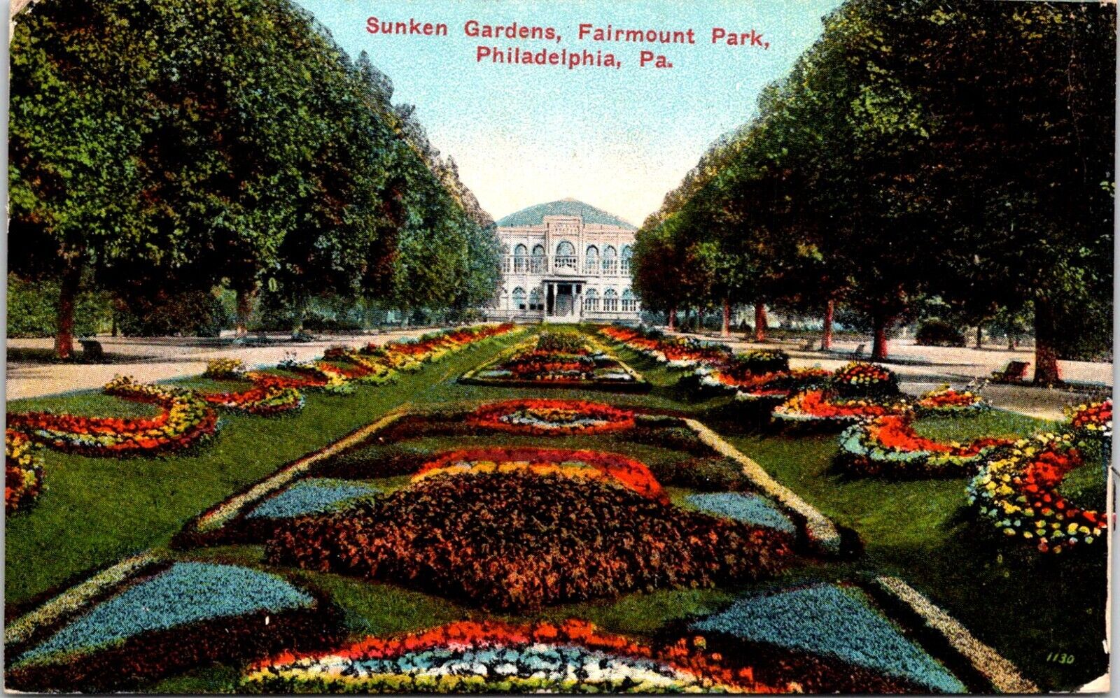 Postcard 1916 Sunken Gardens Fairmont Park Philadelphia Pennsylvania B160