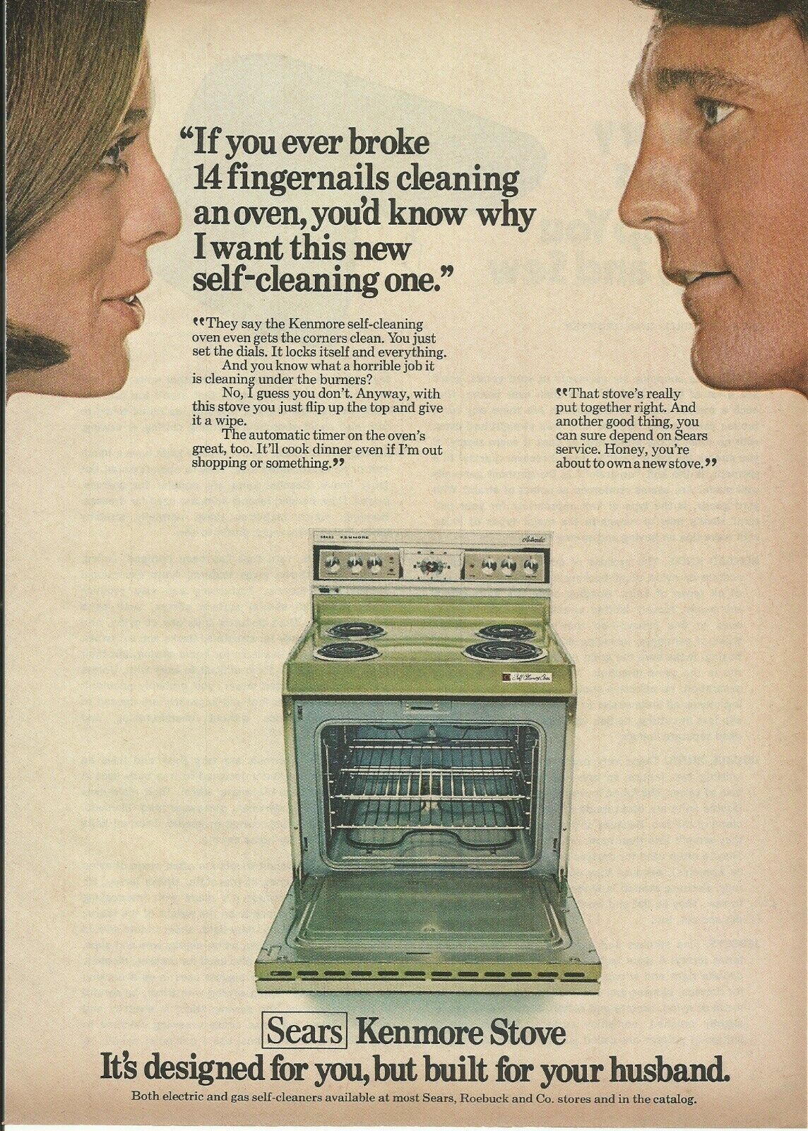 1971 Sears Kenmore Oven Stove Automatic vintage print ad 70\'s advertisement