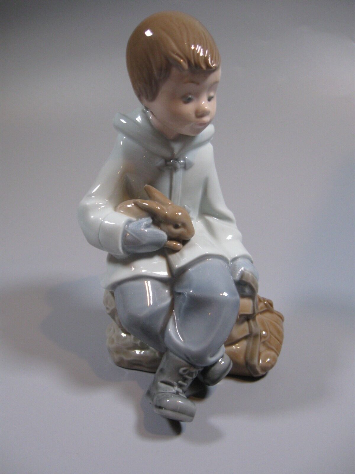 NAO Lladro Figurine Boy Holding Rabbit Bunny