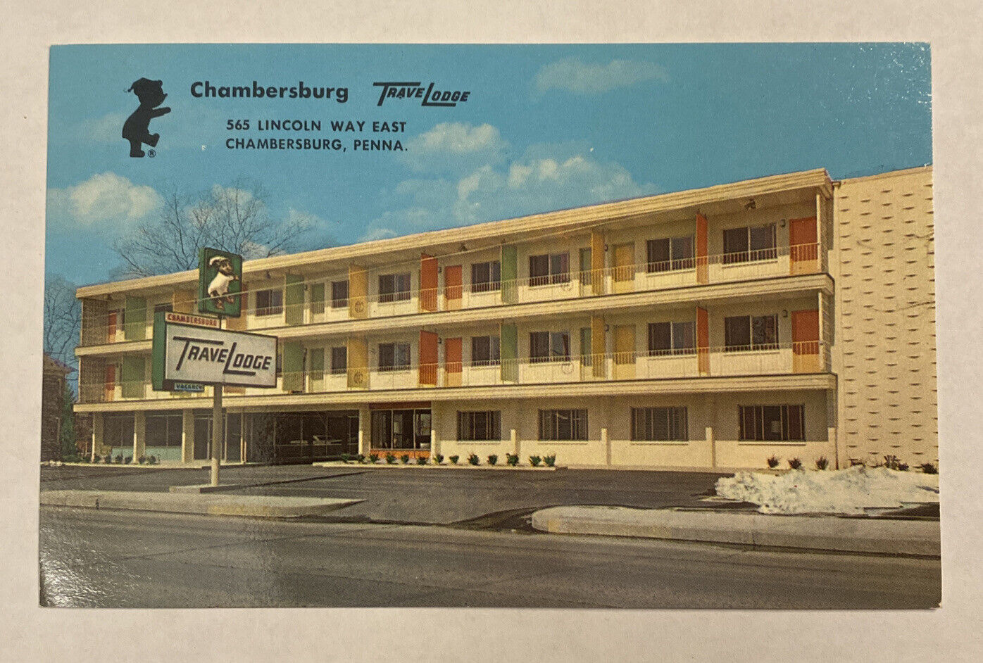 Vintage Mid Century Postcard, Unposted, TraveLodge, Chambersburg, PA