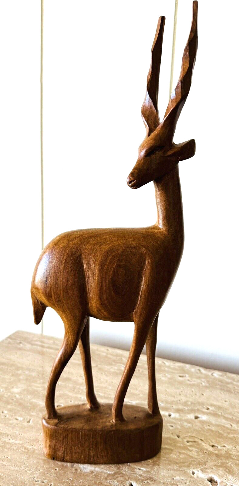 Vintage Hand-Carved Wooden Antelope/Gazelle 14” Tall, Kenya